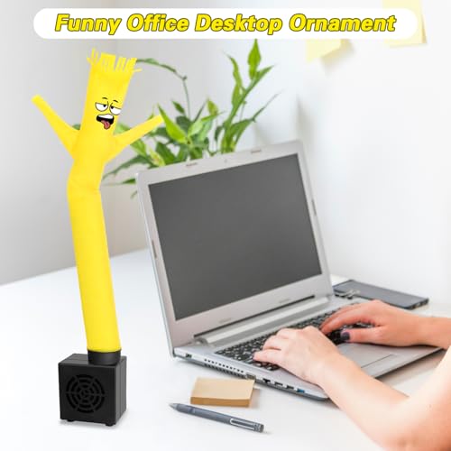 HOMQYTE Mini Inflatable Tube Man Yellow Desktop Air Dancer with Blower - Funny Gag Gift
