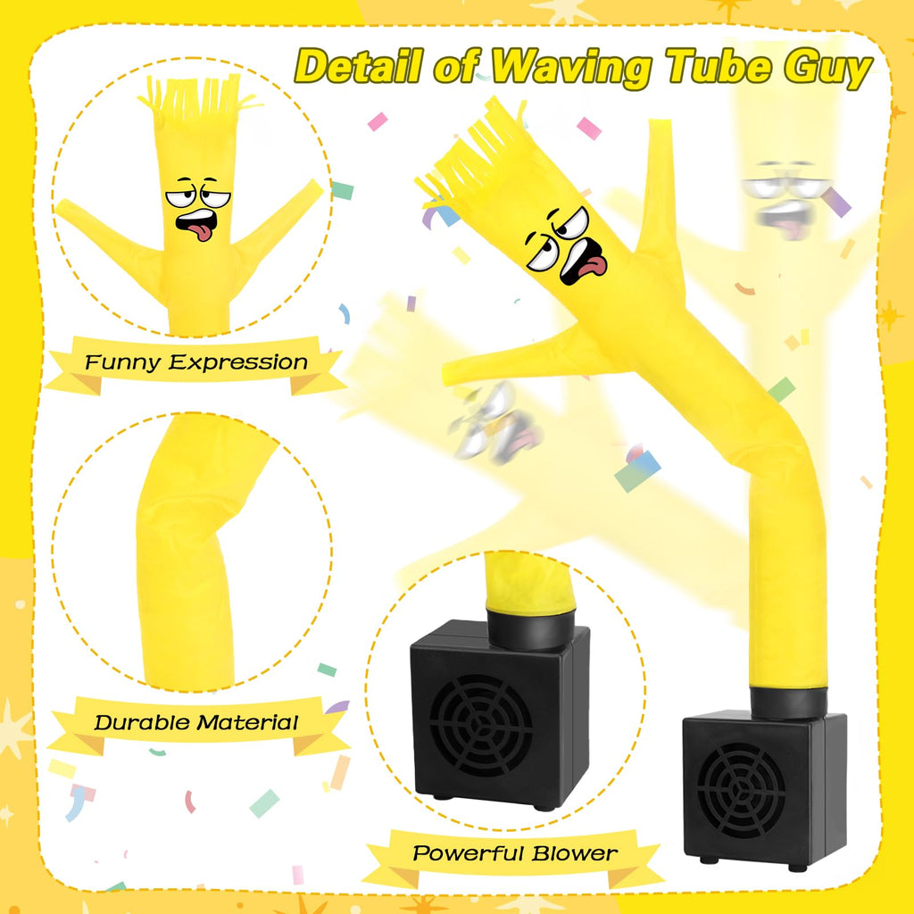 HOMQYTE Mini Inflatable Tube Man Yellow Desktop Air Dancer with Blower - Funny Gag Gift
