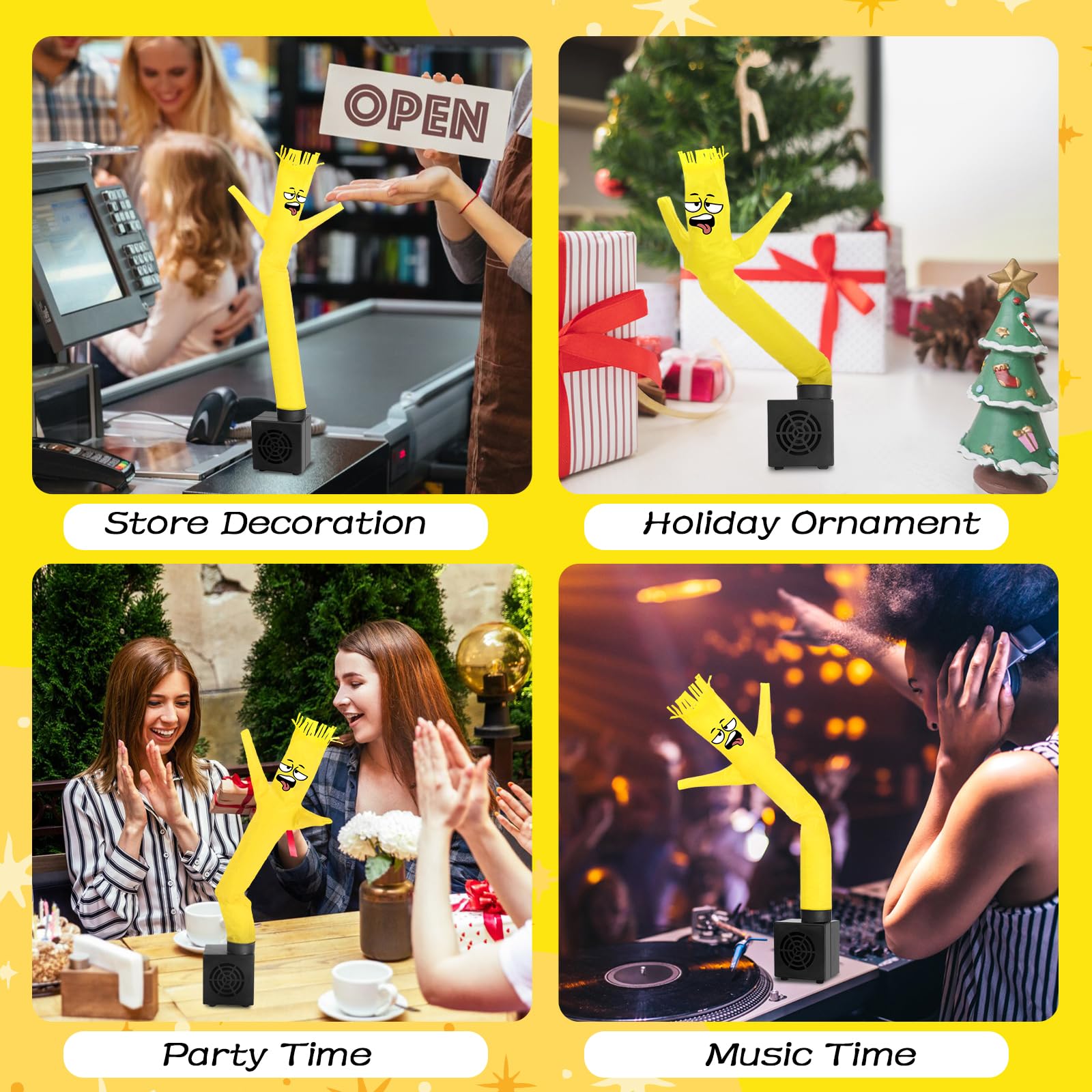 HOMQYTE Mini Inflatable Tube Man Yellow Desktop Air Dancer with Blower - Funny Gag Gift