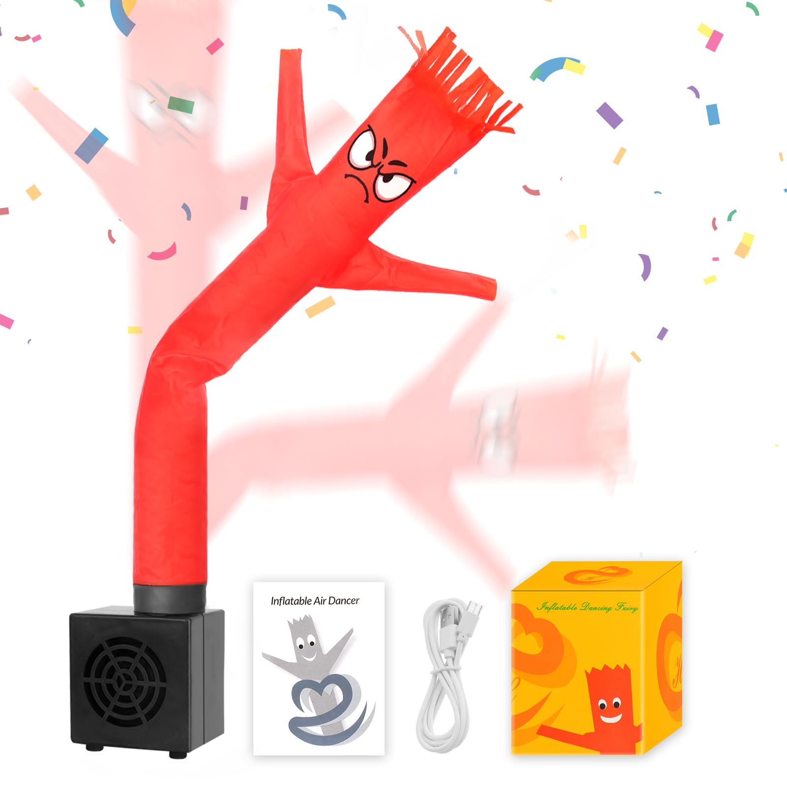 HOMQYTE Red Mini Inflatable Tube Man Desktop Air Dancer with Blower - Gag Gift