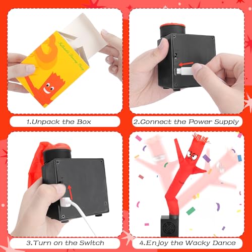 HOMQYTE Red Mini Inflatable Tube Man Desktop Air Dancer with Blower - Gag Gift
