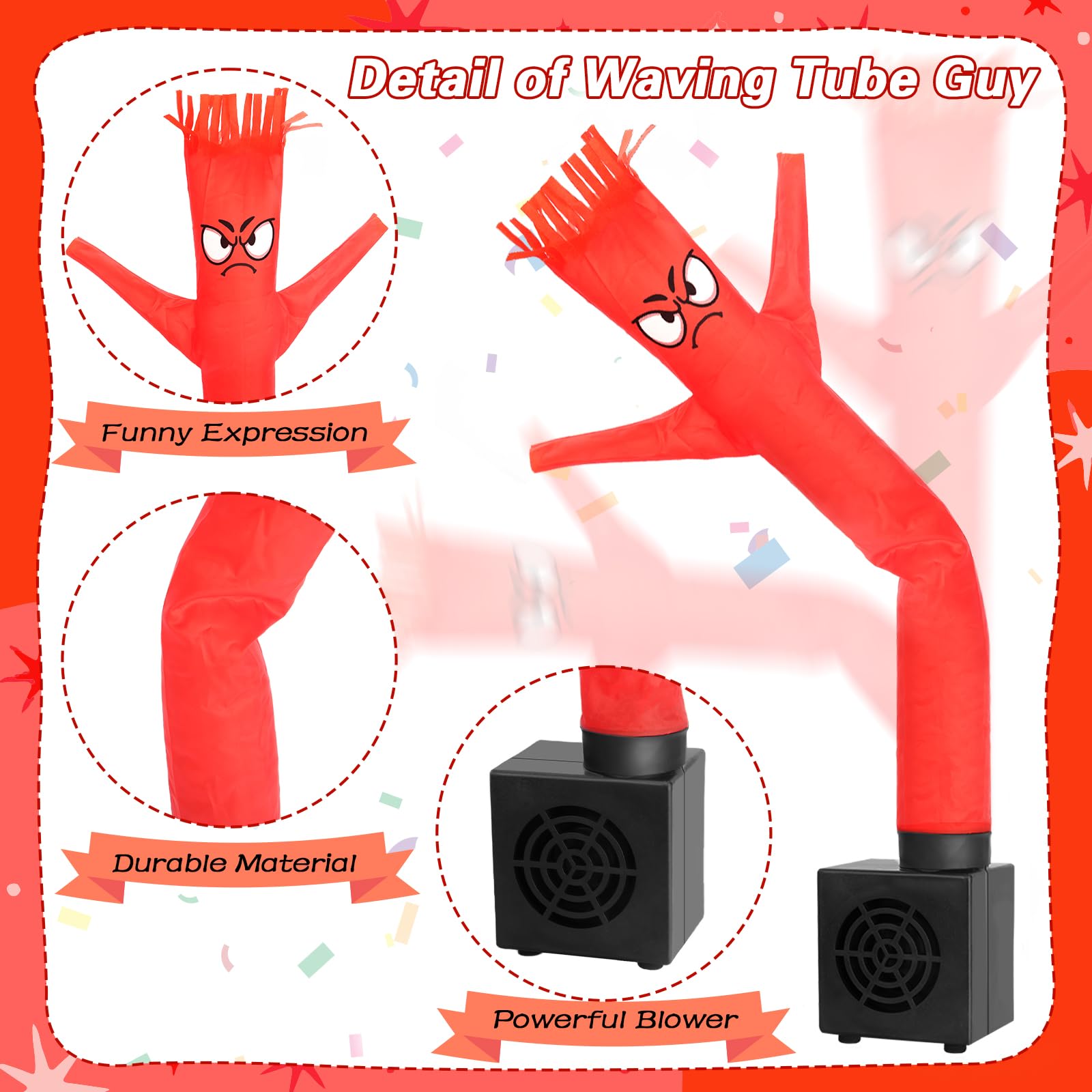 HOMQYTE Red Mini Inflatable Tube Man Desktop Air Dancer with Blower - Gag Gift