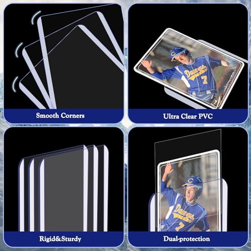 Homthy 300 PCS TopLoaders & Card Sleeves Set – 3x4 Hard Plastic Protectors for Trading Cards, MTG, Sports Cards
