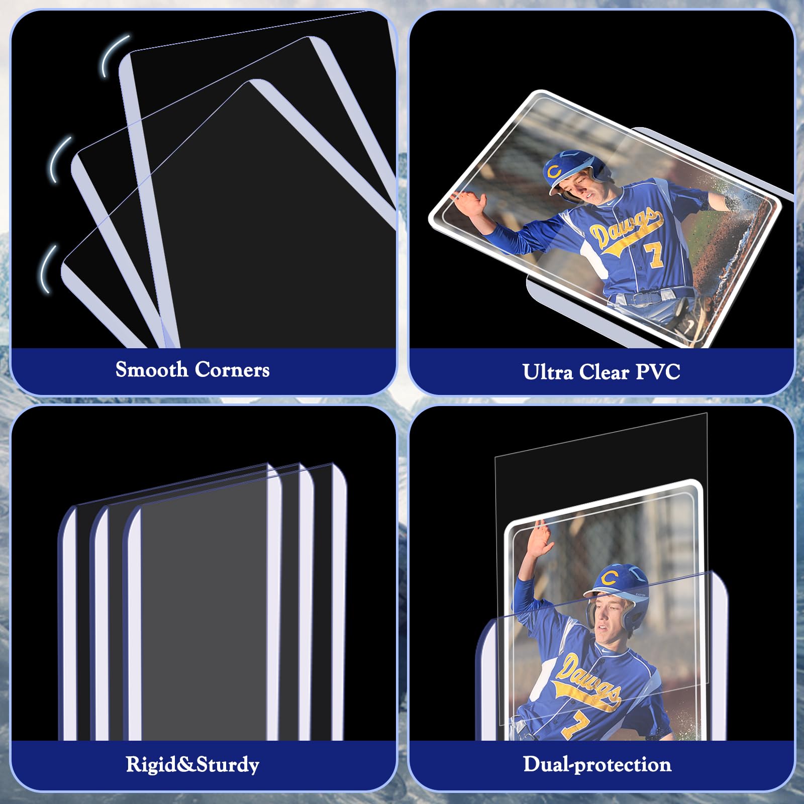 Homthy 300 PCS TopLoaders & Card Sleeves Set – 3x4 Hard Plastic Protectors for Trading Cards, MTG, Sports Cards