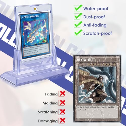 Homthy 4-Pack Magnetic Card Holders (35pt) with Stands – Acrylic Display Cases for Standard Trading Cards (MTG, YuGiOh, Sports)