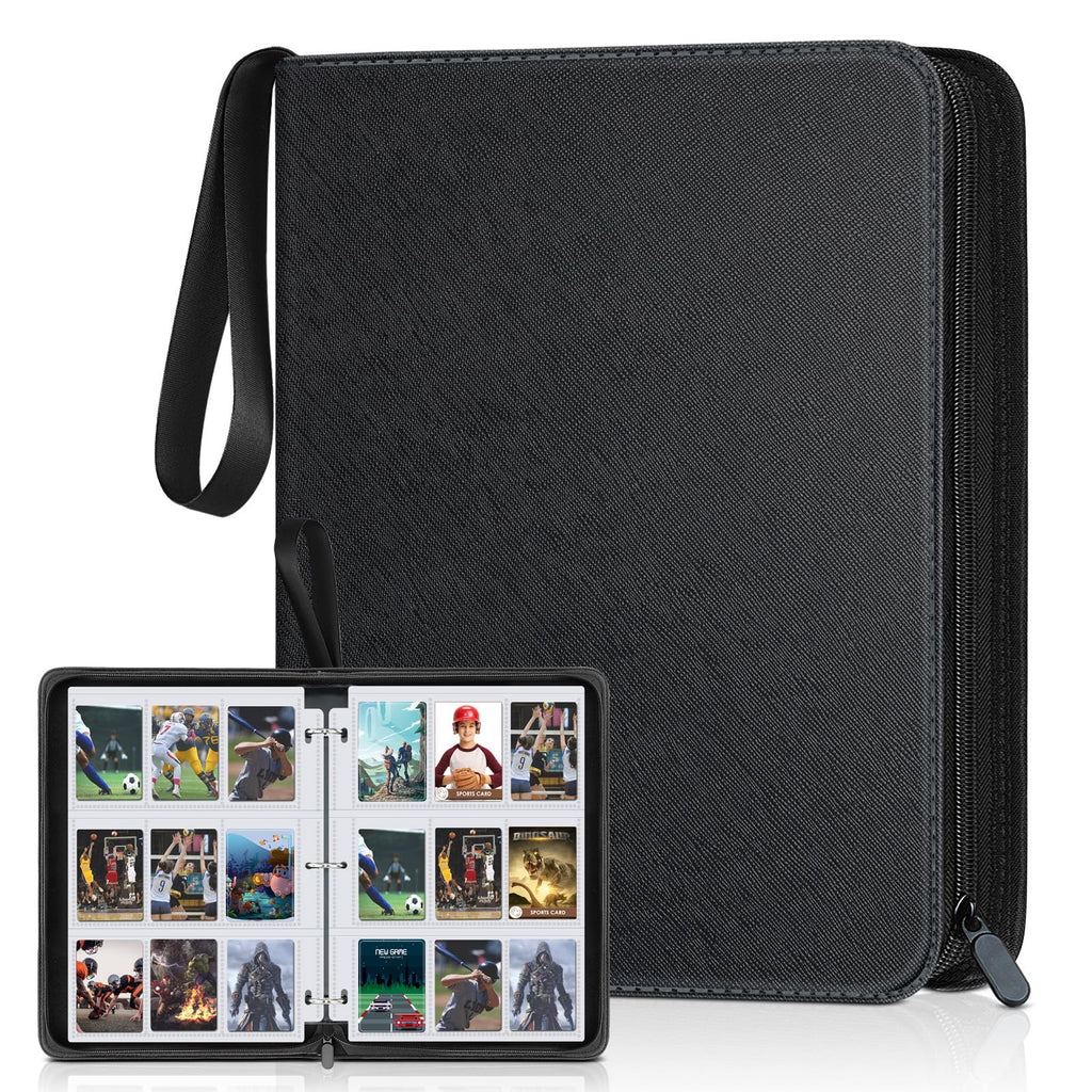 Homthy 900-Pocket 9-Slot Card Binder - Durable Leather Album for Trading Cards, Sports Cards, MTG, TCG, Black