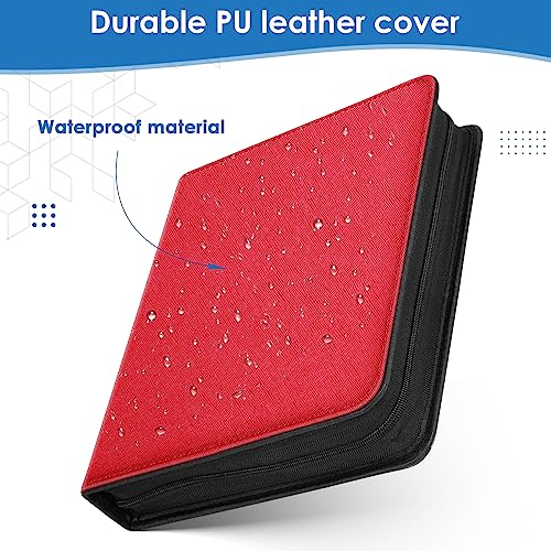Homthy Red 900-Pocket Card Binder – Durable Pu Leather 9-Pocket Album for Protecting & Displaying Trading Cards, Sports Cards, and Game Cards
