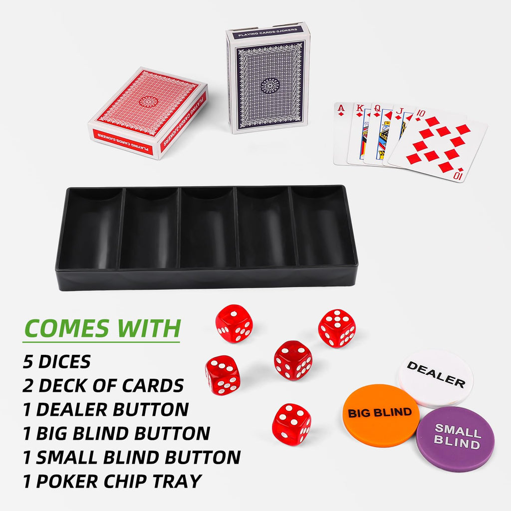 Homwom 100-Piece Poker Chip Travel Set – 11.5g Clay Composite Chips in Cardboard Box with Cards and Dice