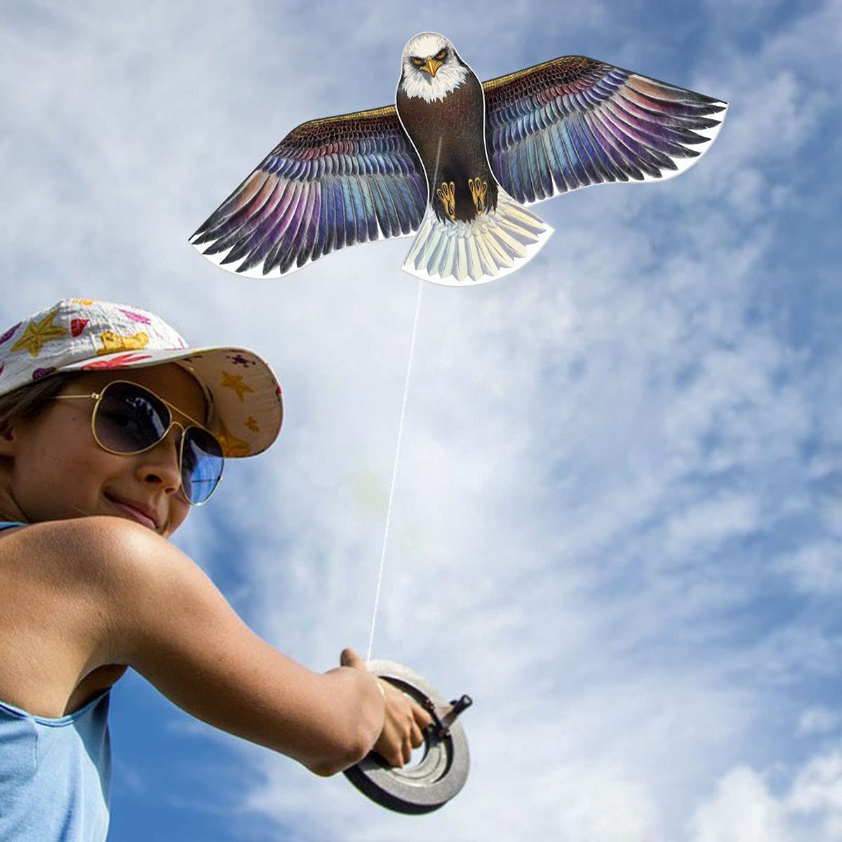 Honbo Eagle Kite: 73-Inch Wingspan, 200ft Line, Ripstop Polyester, for Beach and Outdoor Fun