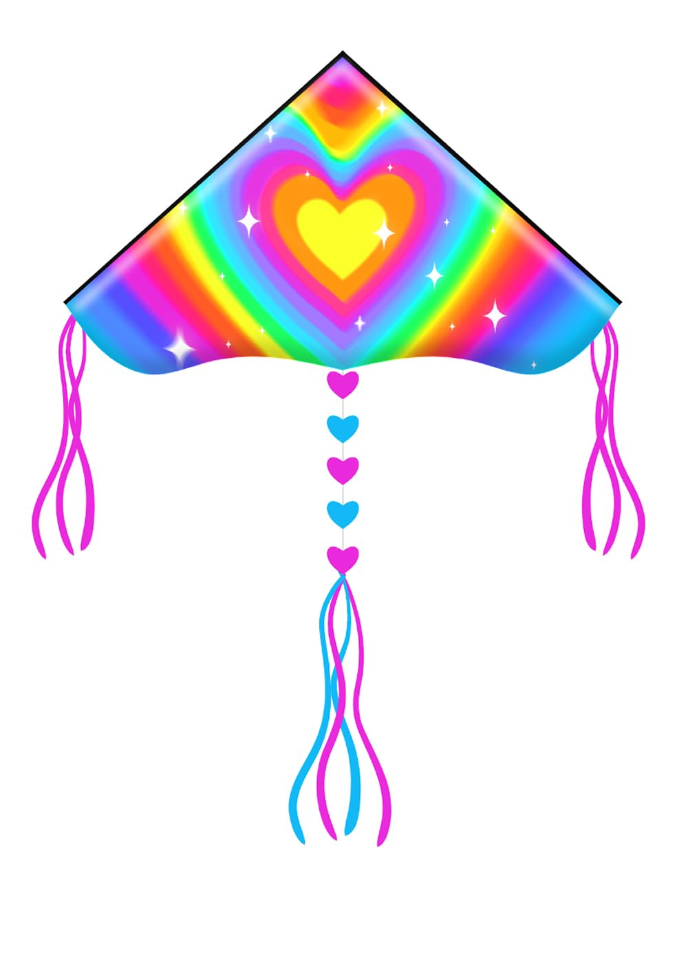 Honbo Large Delta Kite 53.5x30.3" – Easy to Fly for Kids & Adults with Colorful Tails and Handle Line Included