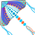 HONBO Large Delta Kite 53.5x30.3 Inches – Easy to Fly with Colorful Tails, Includes Line and Handle