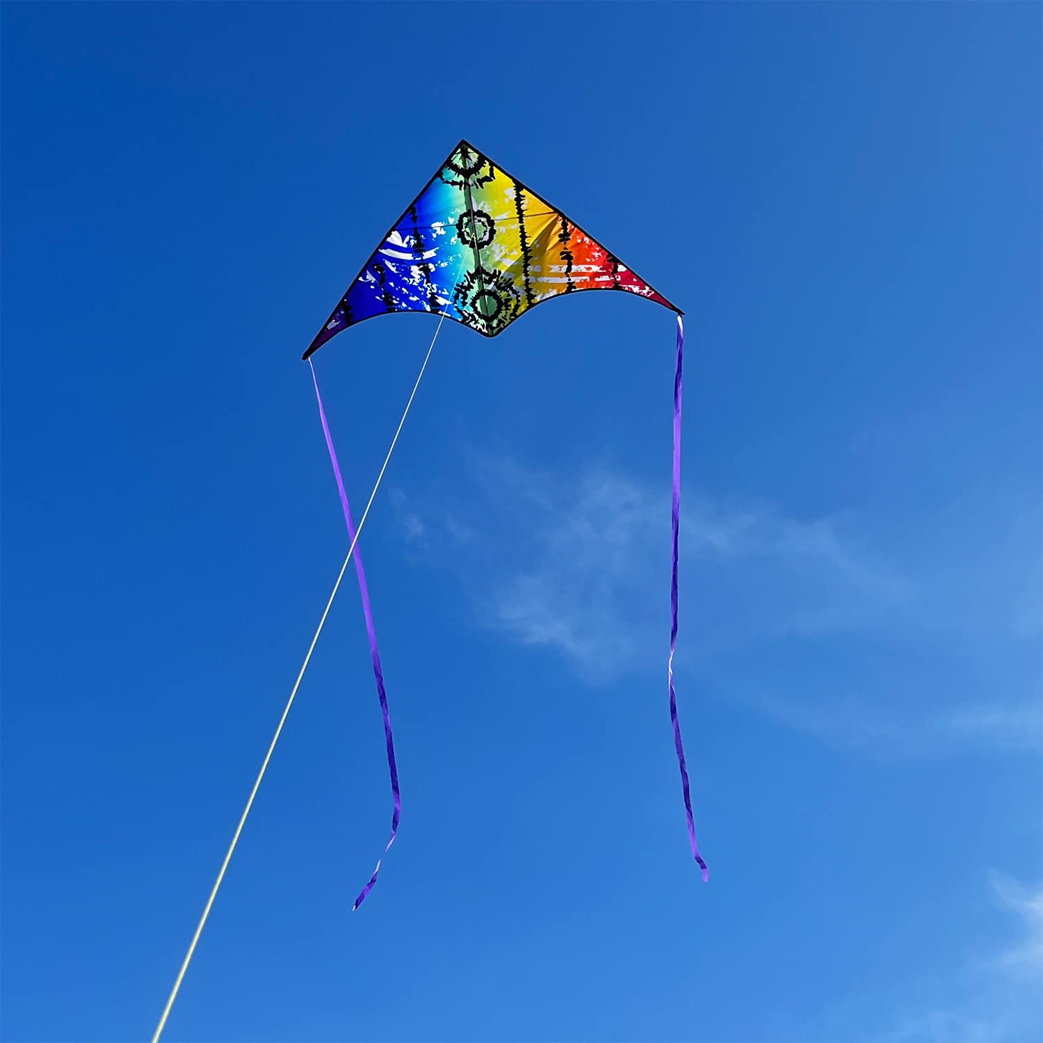 HONBO Large Delta Kite for Kids & Adults – Easy to Fly with Colorful Tail