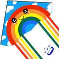 Honbo Large Rainbow Delta Kite – Easy to Fly with 8 Colorful Tails, 61'' x 29'', for Beginners Kids & Adults
