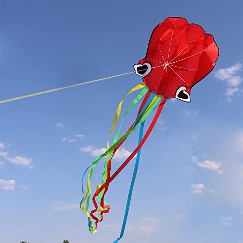 Honbo Rainbow Soft Octopus Kite – Large 29x163 in, Ready to Fly with 200ft Line, Safe for Kids & Adults