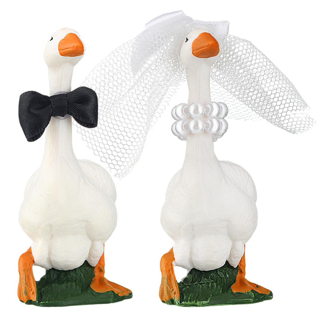 Honeydak Goose Couple Wedding Cake Topper - Handmade Resin Figurines for Bride & Groom