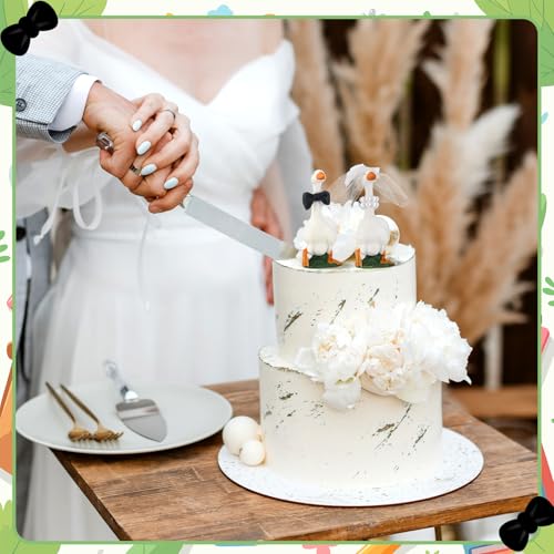 Honeydak Goose Couple Wedding Cake Topper - Handmade Resin Figurines for Bride & Groom