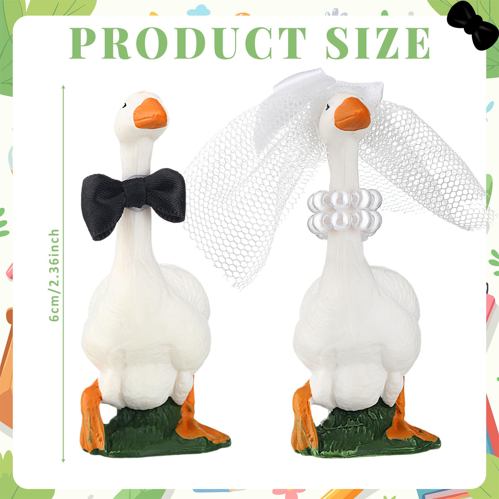 Honeydak Goose Couple Wedding Cake Topper - Handmade Resin Figurines for Bride & Groom