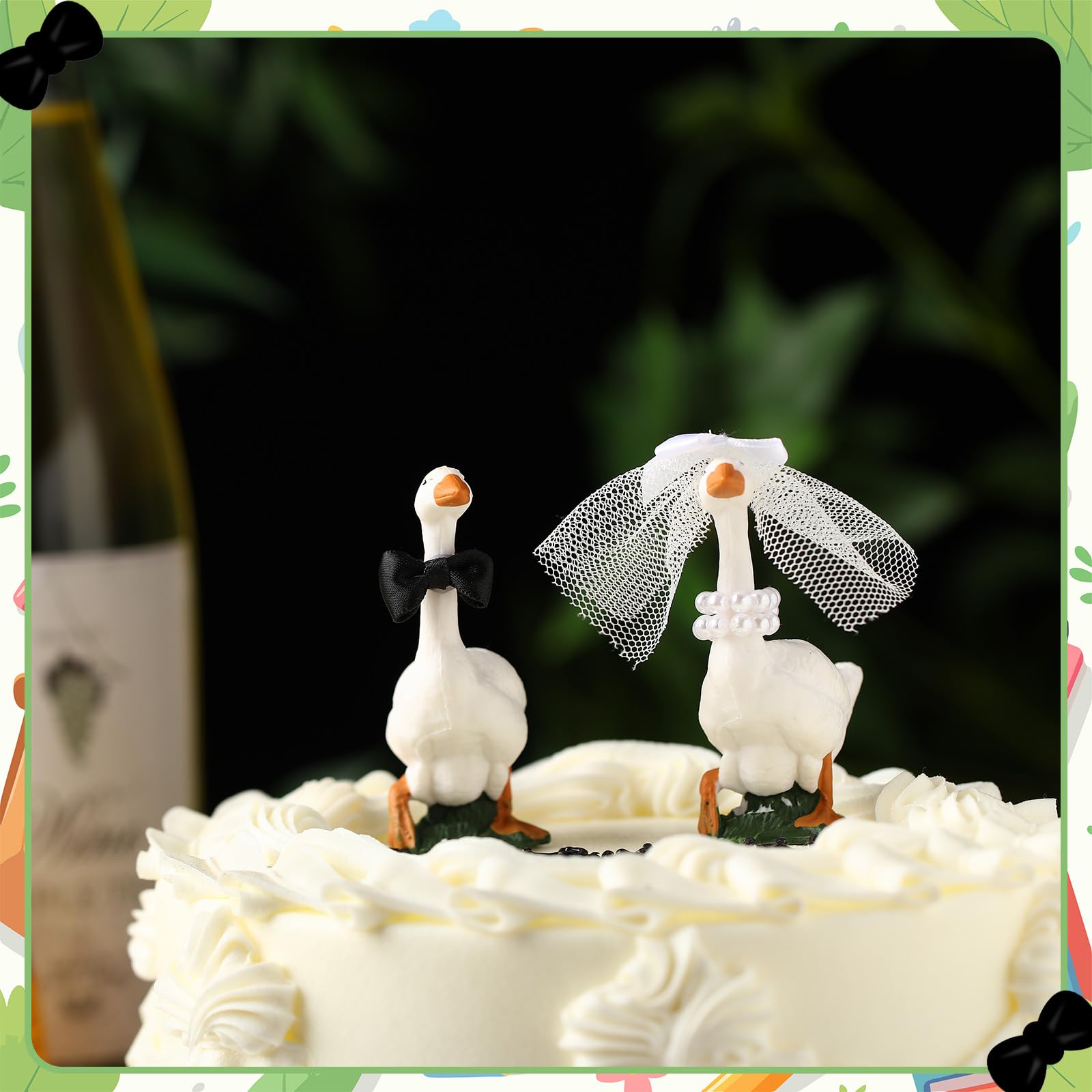 Honeydak Goose Couple Wedding Cake Topper - Handmade Resin Figurines for Bride & Groom