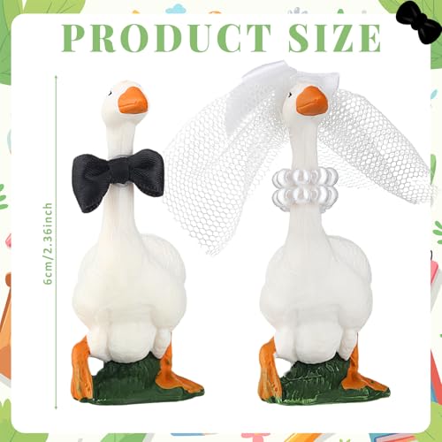 Honeydak Goose Couple Wedding Cake Topper - Handmade Resin Figurines for Bride & Groom