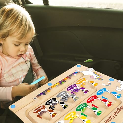 HONGID Magnetic Color and Number Maze – Dinosaur Theme Montessori Toy for Ages 3-5