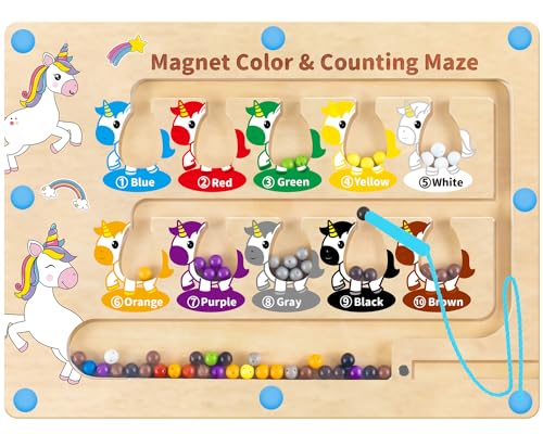 HONGID Magnetic Color and Number Maze – Dinosaur Theme Montessori Toy for Ages 3-5