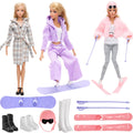 HONLAELLA 13-Piece Doll Winter Clothes Set - 3 Outfits with Shoes and Skiing Accessories for 11.5-Inch Dolls