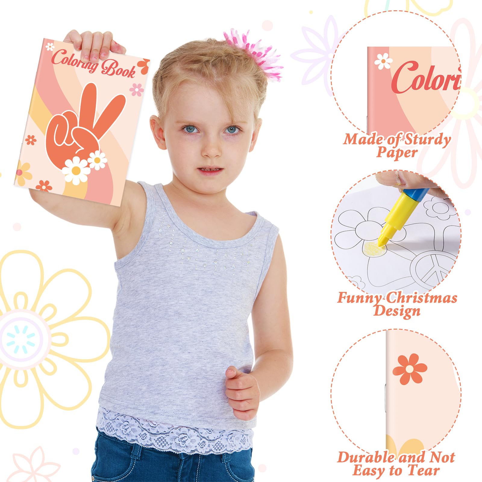 Honoson 24-Pack Hippie Boho Mini Coloring Books - 8 Designs, 12 Pages Each, Portable Activity for Kids Parties & Travel