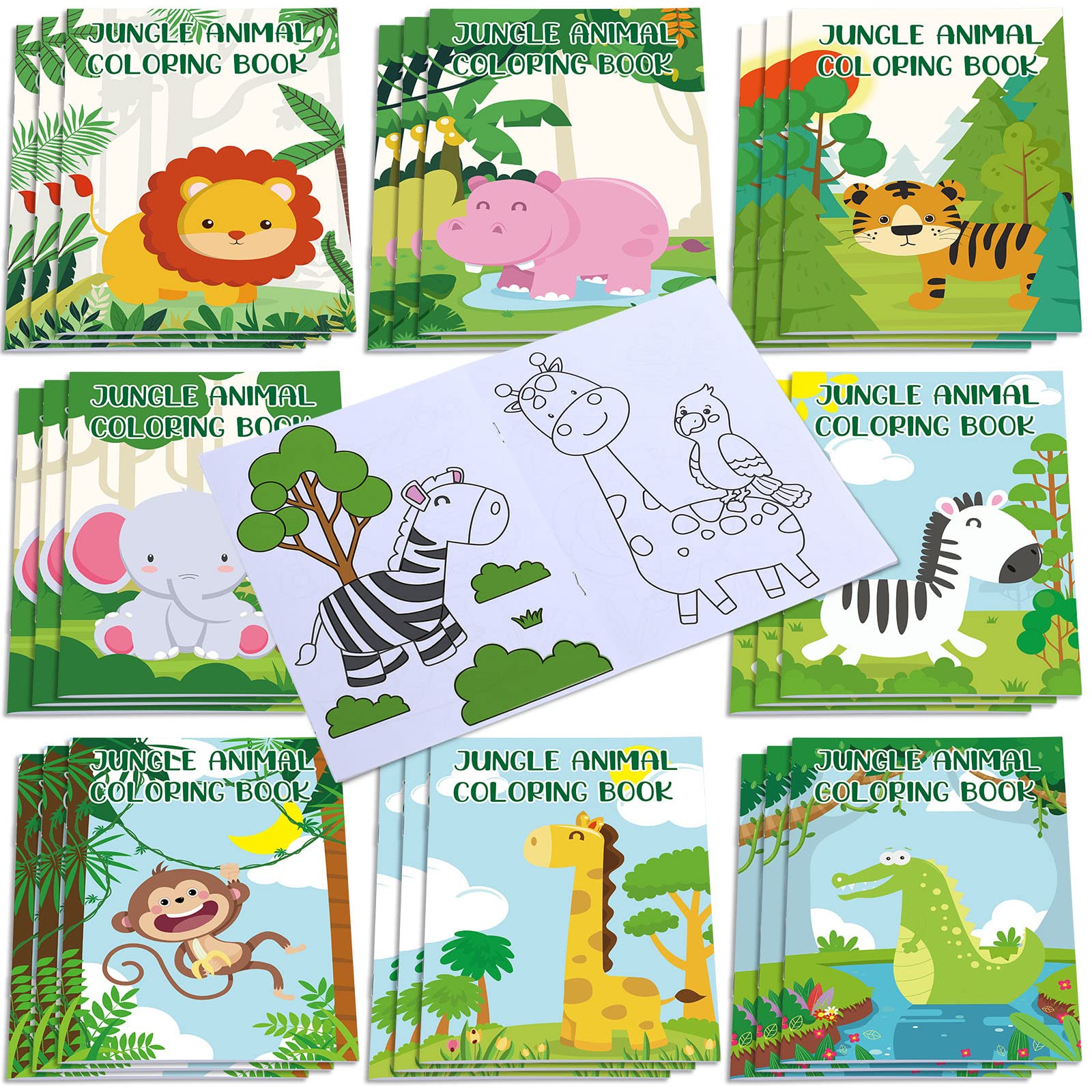 Honoson 24-Pack Kids Coloring Books: Safari Animal Themes, Mini Size, Perfect for Party Favors and Classroom Fun (Ages 4-8)