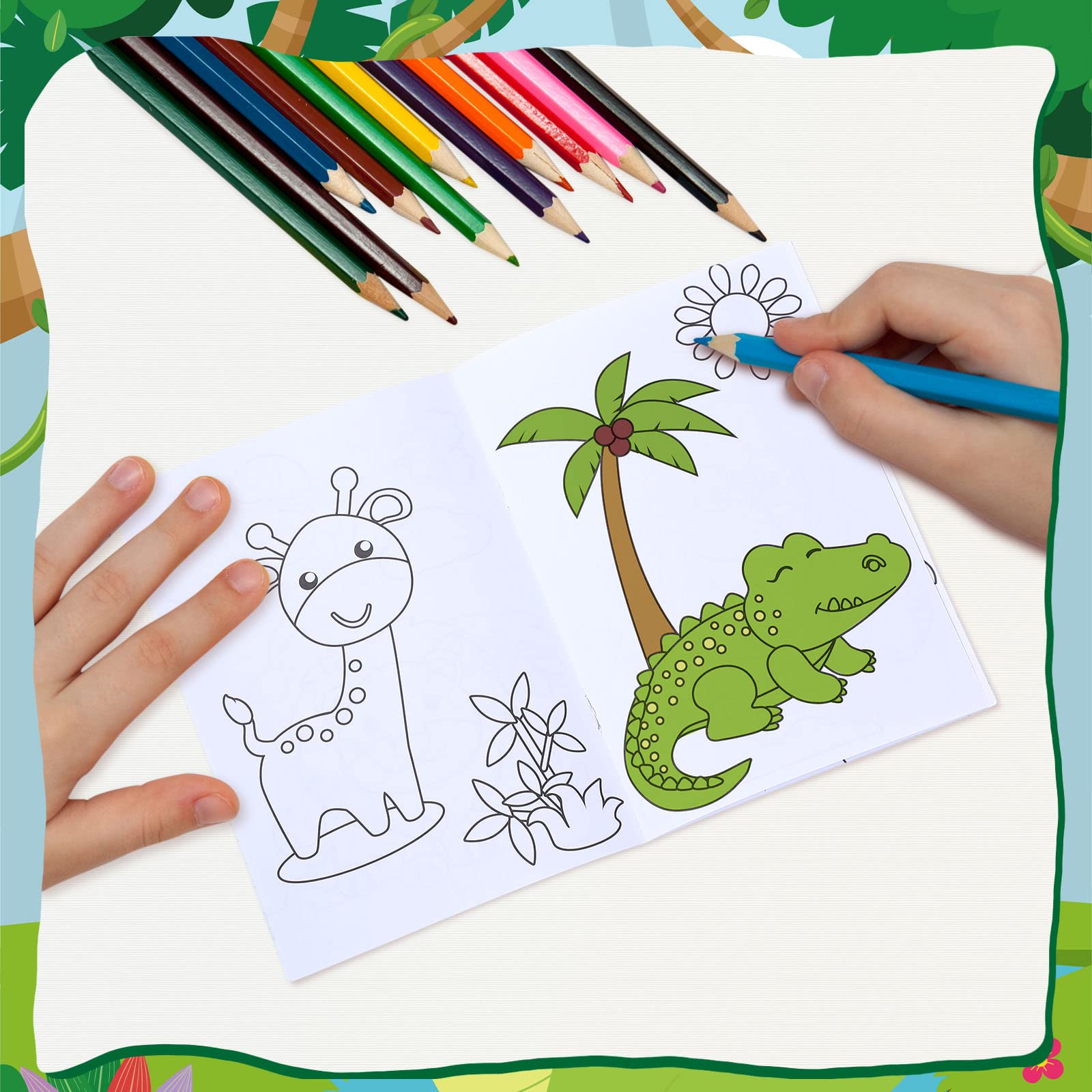 Honoson 24-Pack Kids Coloring Books: Safari Animal Themes, Mini Size, Perfect for Party Favors and Classroom Fun (Ages 4-8)