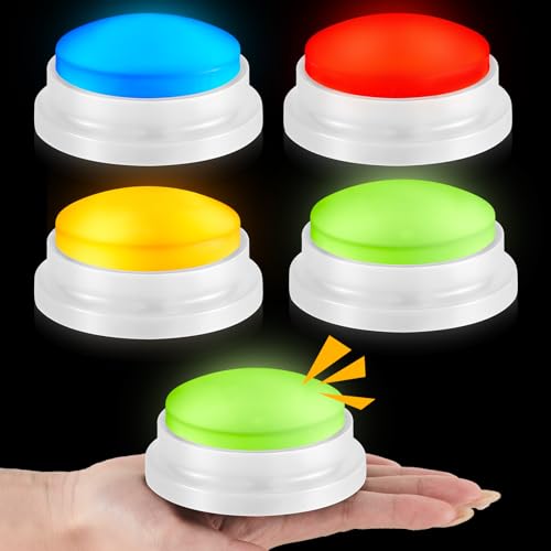 Honoson 4-Pack Recordable Light-Up Buzzers for Trivia, Classroom, and Family Games