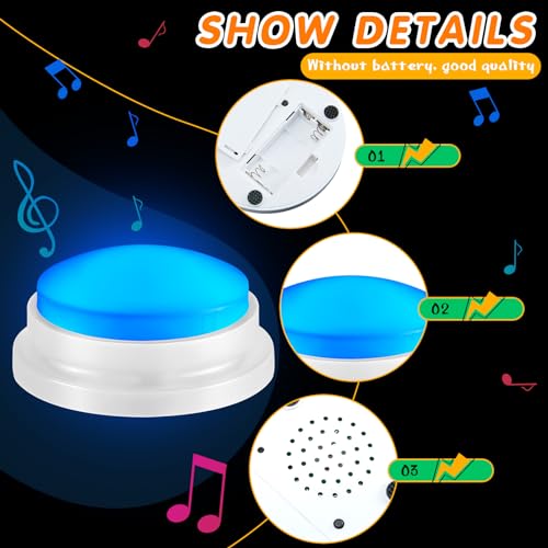 Honoson 4-Pack Recordable Light-Up Buzzers for Trivia, Classroom, and Family Games