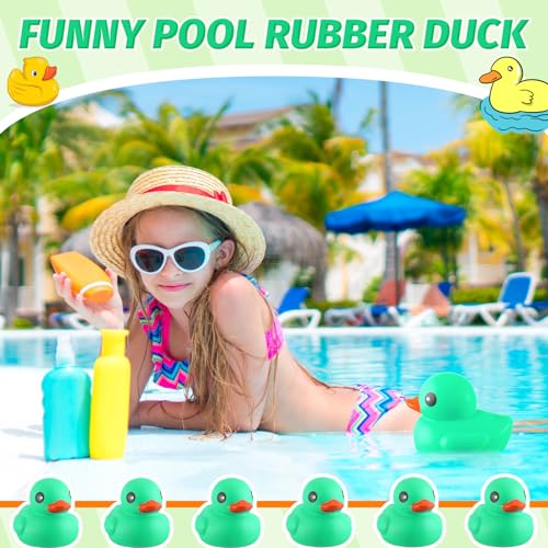 Honoson 6.89-Inch Giant Green Rubber Duck – Large Squeaky Bath Toy for Parties & Pool