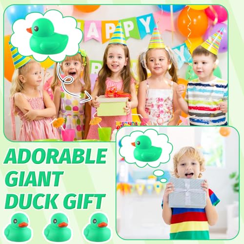 Honoson 6.89-Inch Giant Green Rubber Duck – Large Squeaky Bath Toy for Parties & Pool