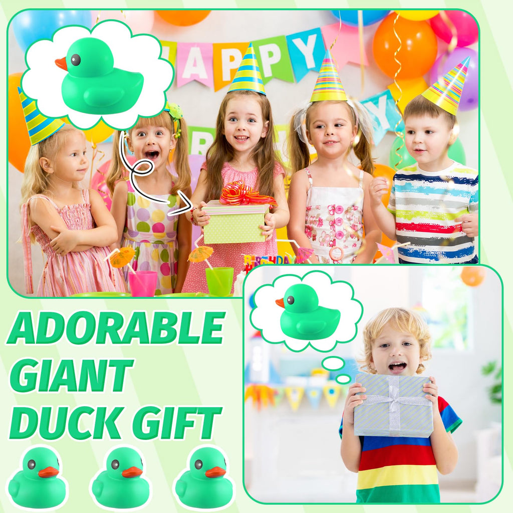 Honoson 6.89-Inch Giant Green Rubber Duck – Large Squeaky Bath Toy for Parties & Pool