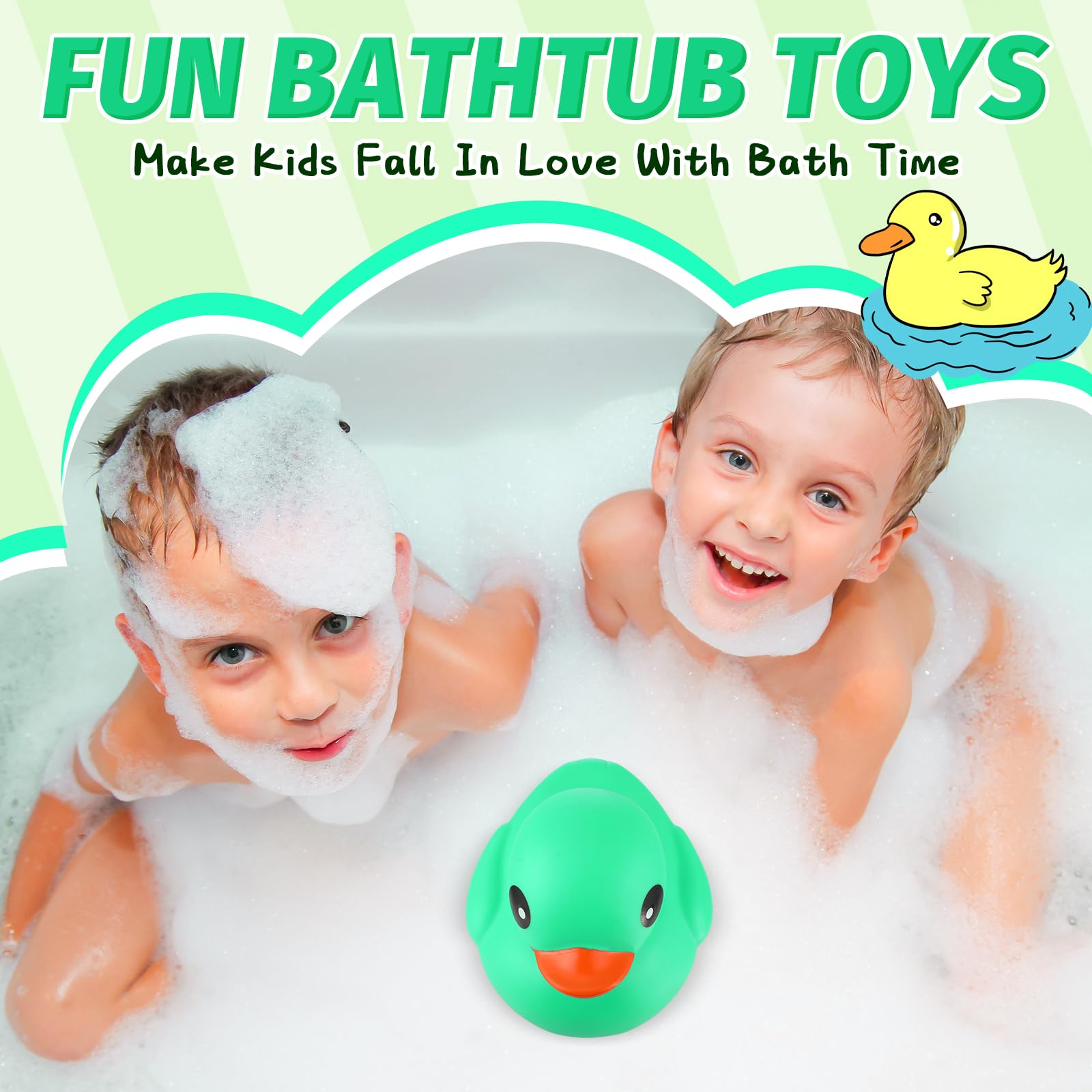 Honoson 6.89-Inch Giant Green Rubber Duck – Large Squeaky Bath Toy for Parties & Pool