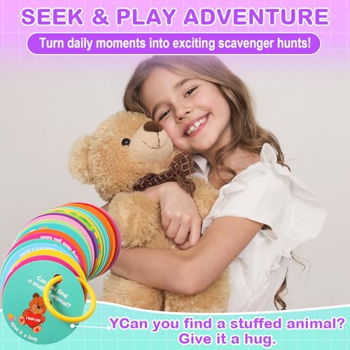 Hoolerry Toddler Scavenger Hunt Cards – 20 Double-Sided Indoor Activity Games for Ages 3-5