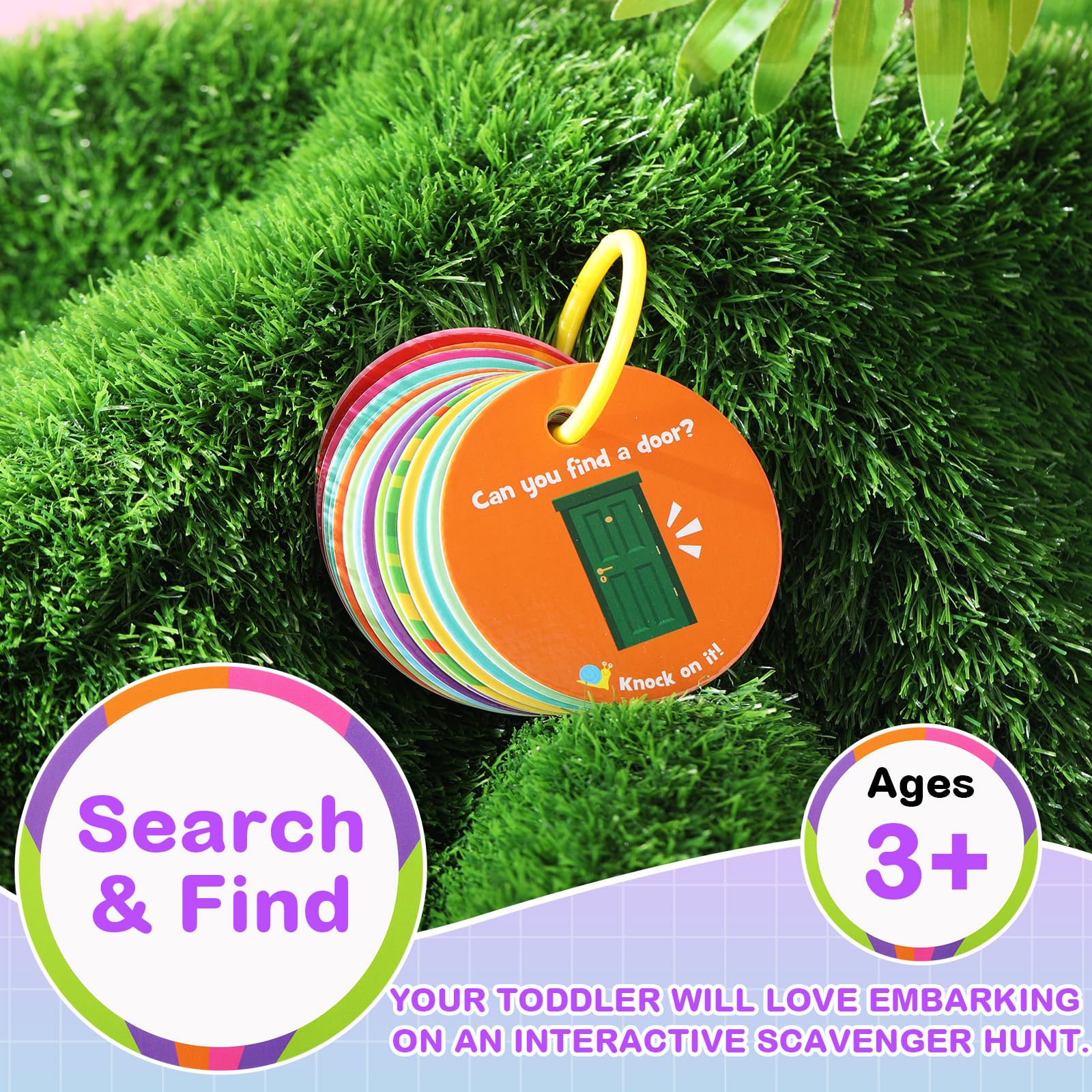 Hoolerry Toddler Scavenger Hunt Cards – 20 Double-Sided Indoor Activity Games for Ages 3-5