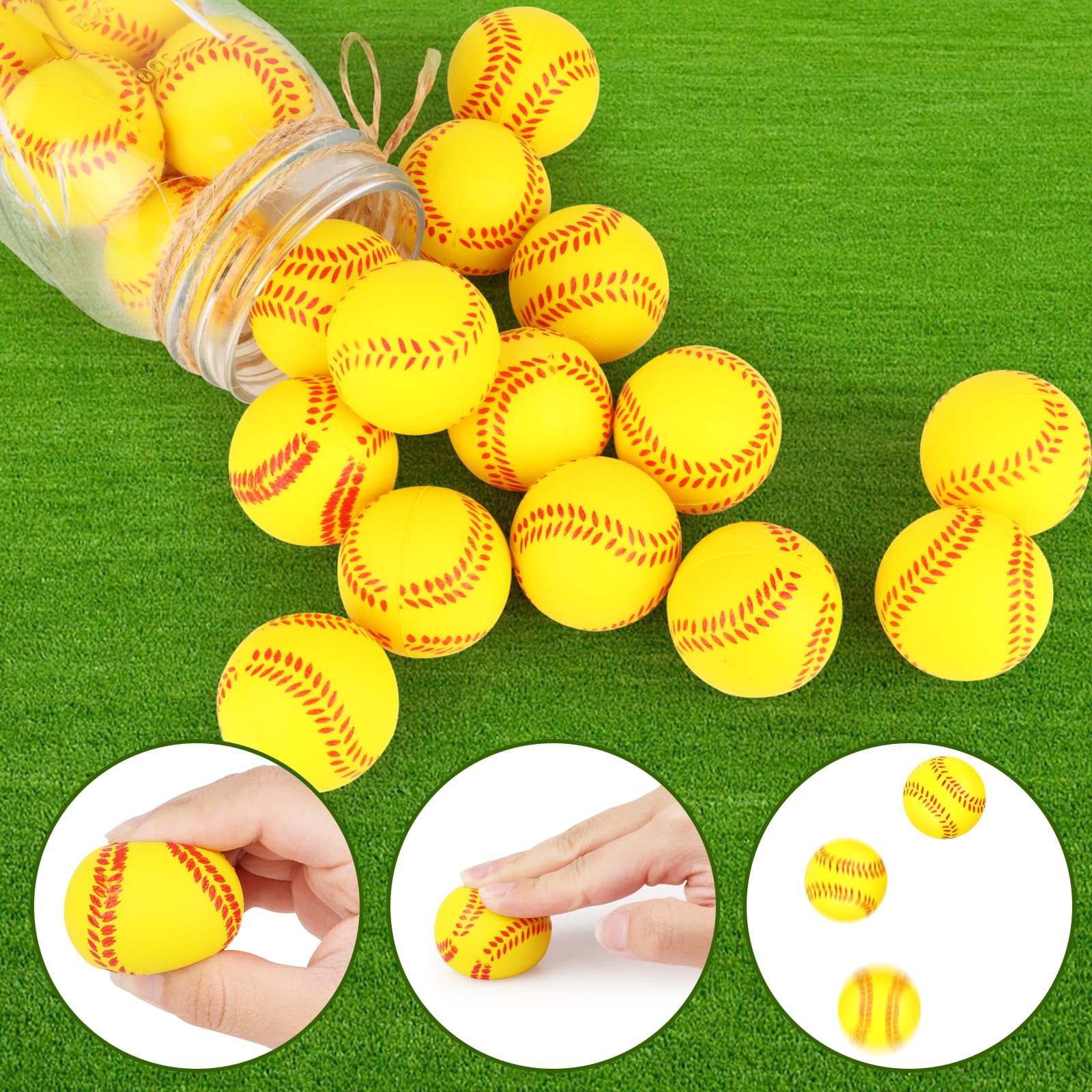 Hooqict 25-Pack Mini Foam Softball Stress Balls – 1.6-Inch Squeeze Toys for Party Favors, Classroom Prizes, and Stress Relief