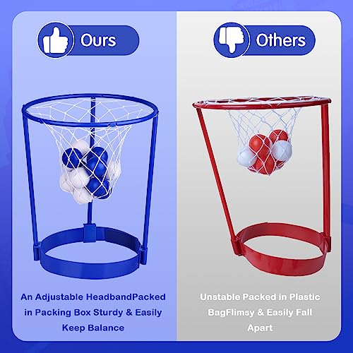 Hooqict 3-Pack Head Hoop Basketball Party Game with 40 Mini Balls - Adjustable Headband for Kids & Adults, Indoor Outdoor Carnival Fun