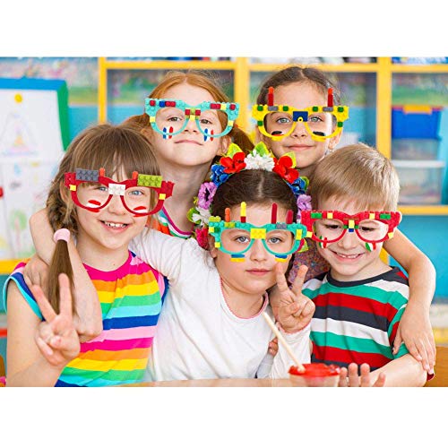 Hooqict 9-Pack DIY Building Brick Glasses Set for Kids Party Favors and Games