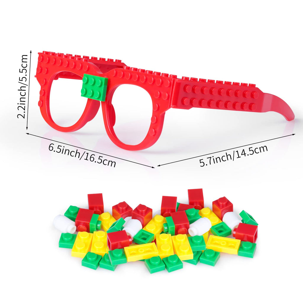 Hooqict 9-Pack DIY Building Brick Glasses Set for Kids Party Favors and Games