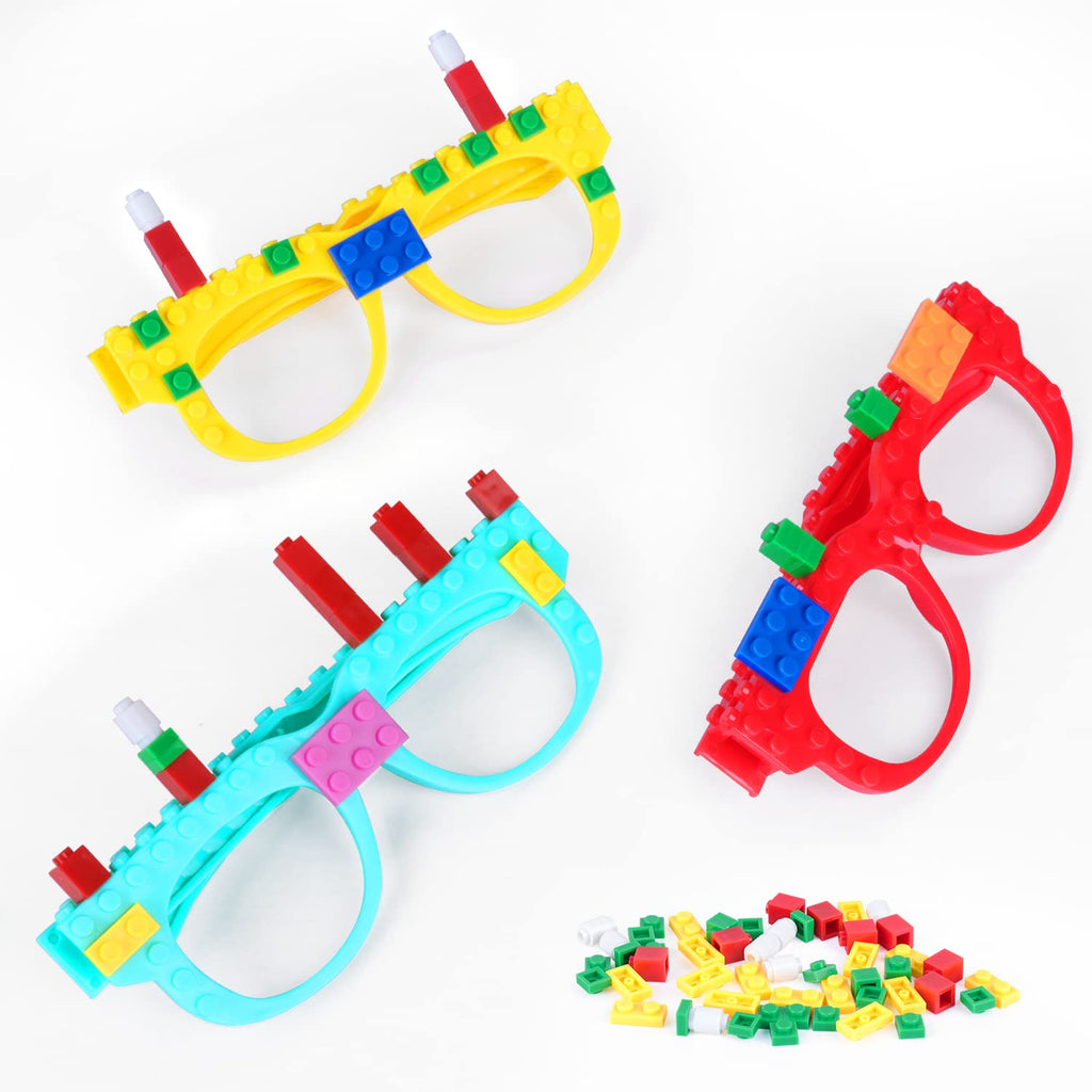 Hooqict 9-Pack DIY Building Brick Glasses Set for Kids Party Favors and Games