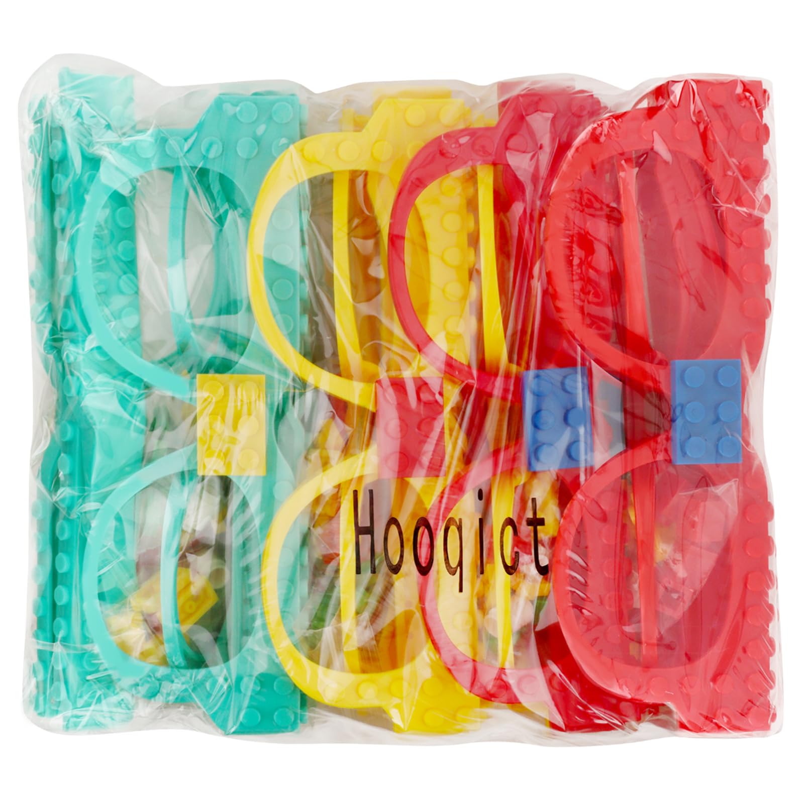 Hooqict 9-Pack DIY Building Brick Glasses Set for Kids Party Favors and Games