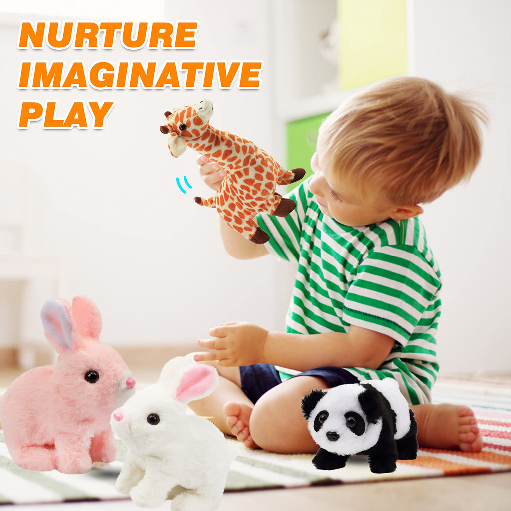 Hopearl Crawling Panda Interactive Plush Toy with Sounds and Movements, 7 Inches
