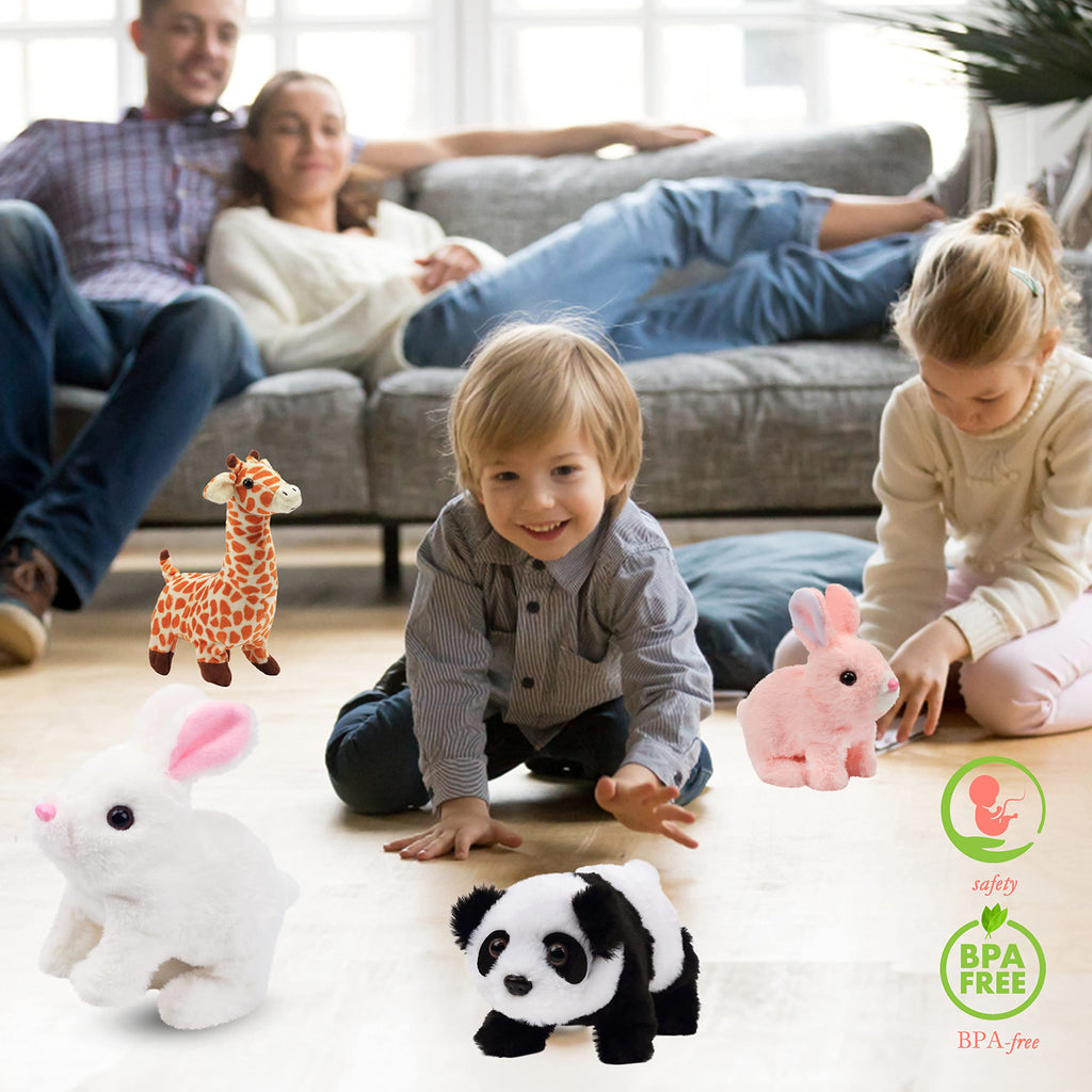 Hopearl Crawling Panda Interactive Plush Toy with Sounds and Movements, 7 Inches
