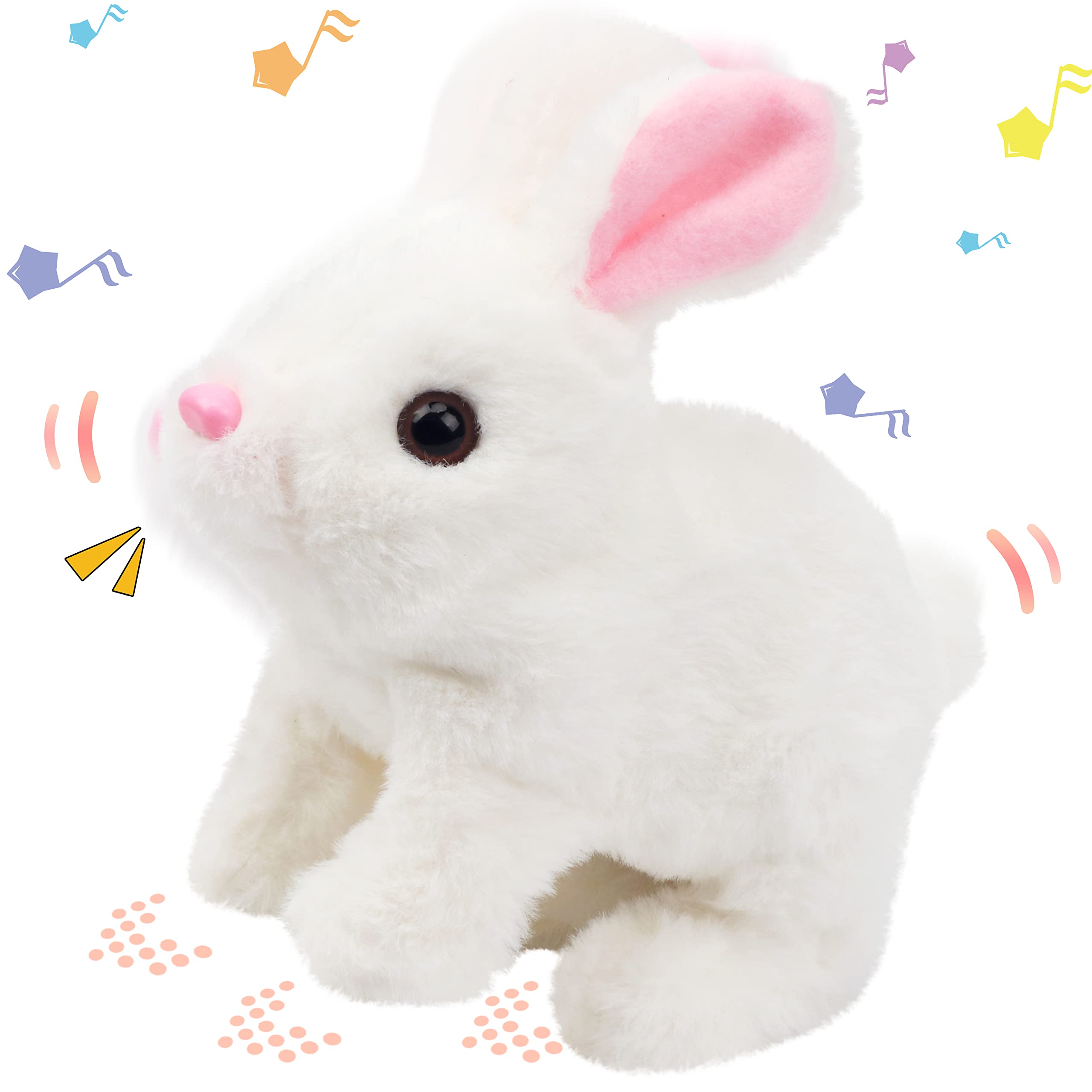 Hopearl Hopping Rabbit Interactive Electronic Pet Plush Bunny Toy – 7-Inch Animated Walking Bunny with Sounds and Movements for Toddlers