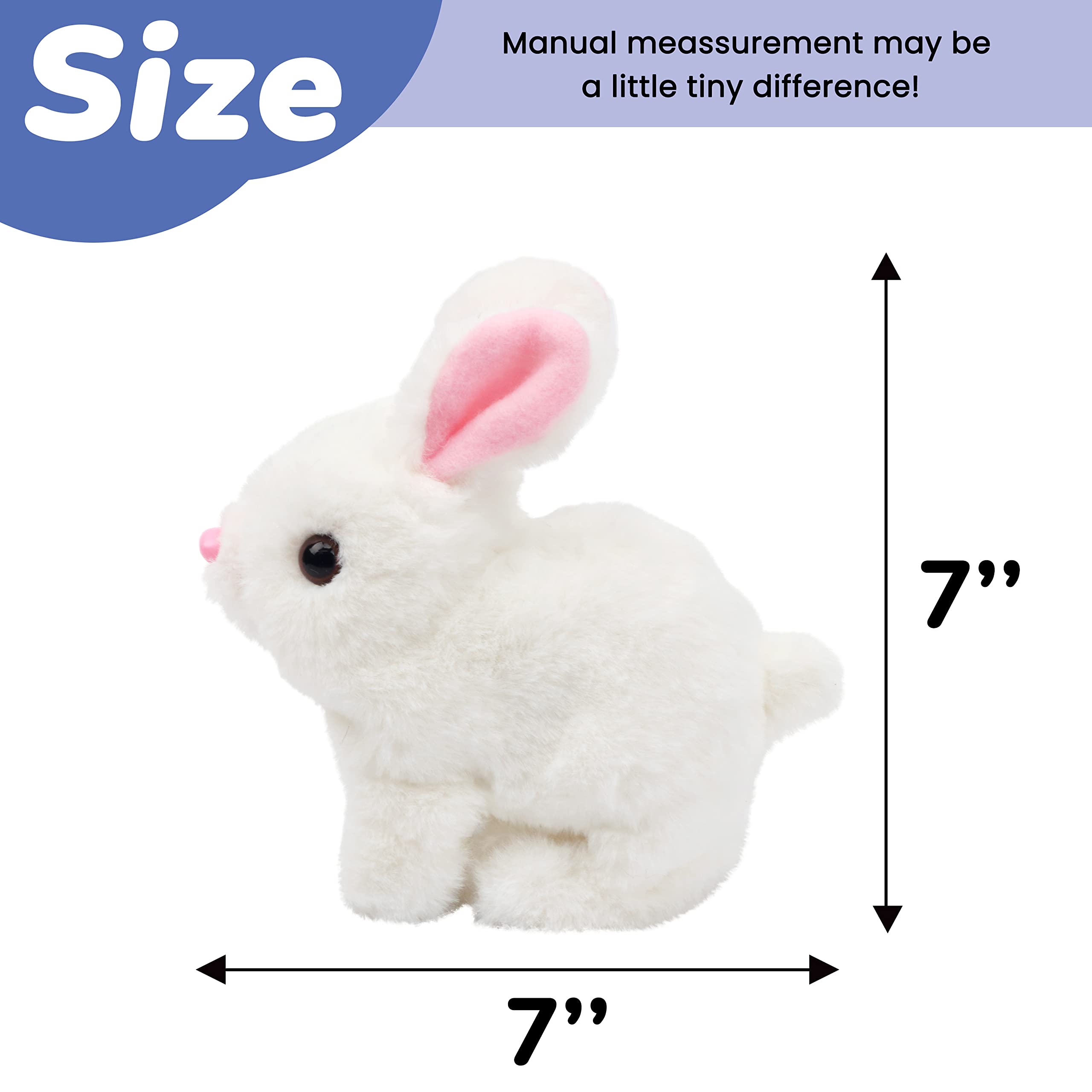 Hopearl Hopping Rabbit Interactive Electronic Pet Plush Bunny Toy – 7-Inch Animated Walking Bunny with Sounds and Movements for Toddlers