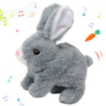 Hopearl Hopping Rabbit Interactive Electronic Pet Plush Toy - Gray, 7-inch Animated Bunny with Sounds and Movements