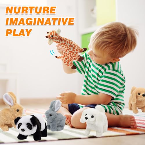 Hopearl Hopping Rabbit Interactive Electronic Pet Plush Toy - Gray, 7-inch Animated Bunny with Sounds and Movements