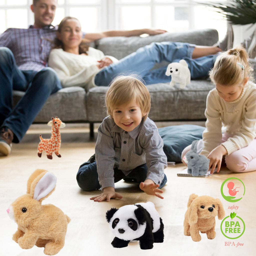 Hopearl Hopping Rabbit Interactive Electronic Pet Plush Toy - Gray, 7-inch Animated Bunny with Sounds and Movements